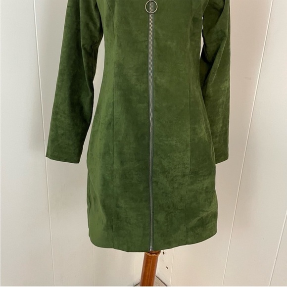 Lovers + Friends Faux Suede Long Sleeve Front Zip Mini Shift Dress - Picture 3 of 9